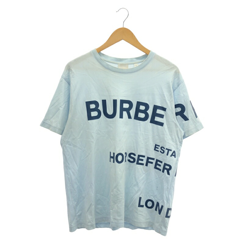 【中古】BURBERRY 導管乗り合い船 半袖プルオーバー 大きさS 水色 ※襟汚れた状態 バーバリー[91]