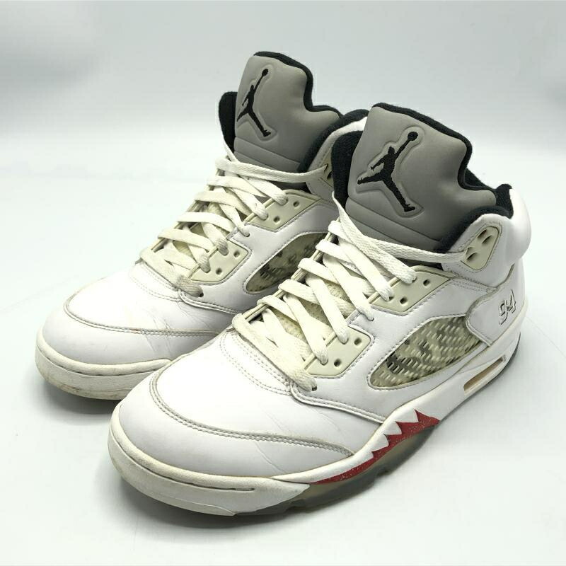 【中古】NIKE AIR JORDAN 5 RETRO SUPREME スニーカー 27.5糎 824371-101 白いこと ナイキ シュプリーム[10]