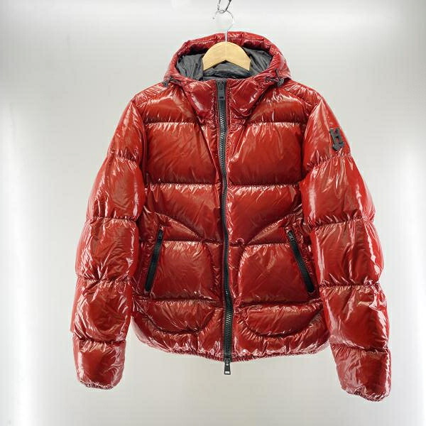 【中古】HERNO シャイニーダウンジャケット レッド サイズ50 ヘルノ[24]