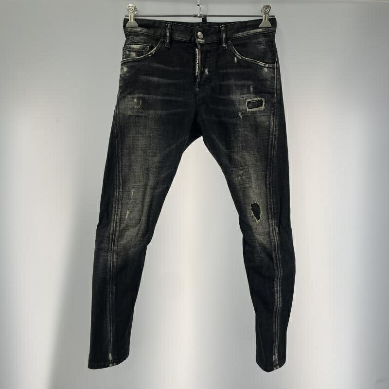 【中古】DSQUARED2 Skeater Jean ブラック 16Y(S-M) △タバコ臭 ダメージスキニー[19]