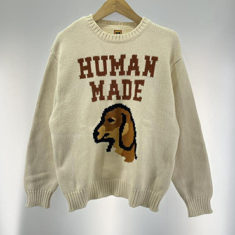 【中古】HUMAN MADE 23AW DACHS KNIT SWEATER サイズM アイボリー ダックスニットセーター[19]