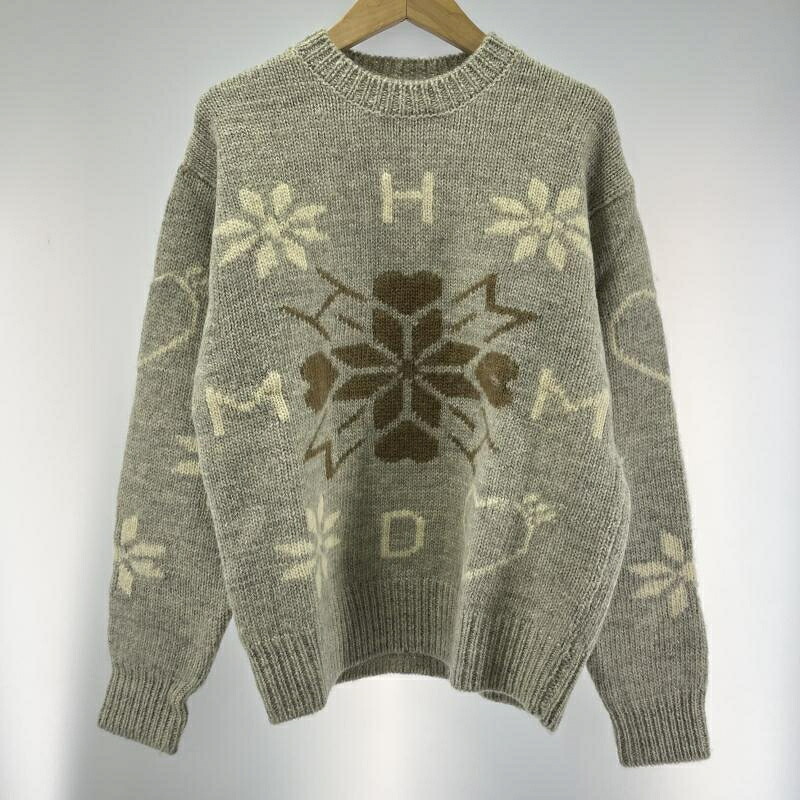 【中古】HUMAN MADE 24AW SNOWFLAKE KNIT SWEATER 大きさM 薄墨色 スノーフレーク 編み物スウェーター 羊毛[19]