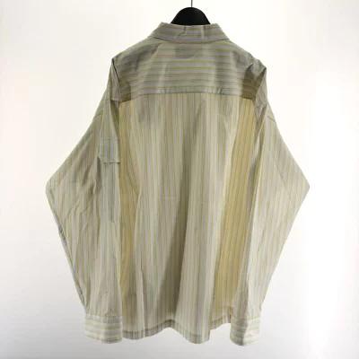 【中古】UNUSED 23SS ジップアップストライプシャツ 大いさ3 黄み 白いこと US2309[79] メンズファッション-トップス