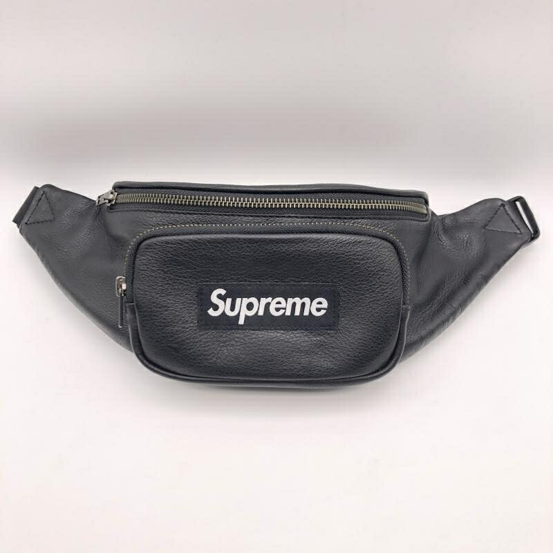 【中古】Supreme 17SS Leather Waist Bag 黒いこと シュプリーム[17]