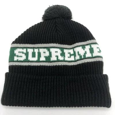 【中古】SUPREME Big Stripe Beanie ブラック シュプリーム[79]