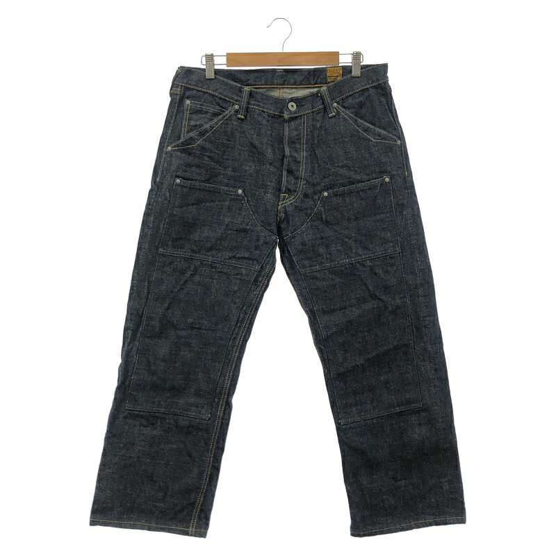 【中古】Trophy Clothing × Mr.Oldman ブラッキーダブルニーデニムパンツ 36 インディゴ トロフィークロージング ミスターオールドマン[10]