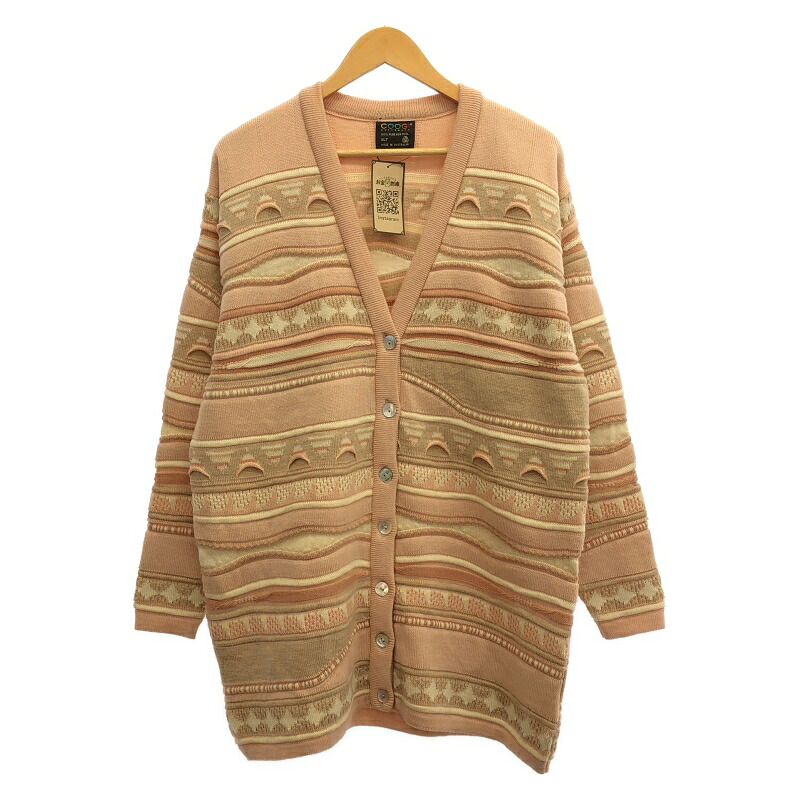 【中古】90s COOGI 3Dニットカーディガン サイズXL ピンク クージー[19]
