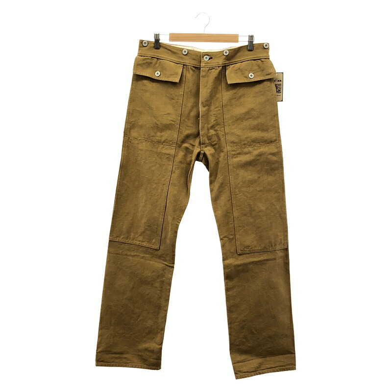 【中古】WAREHOUSE ブラウンダック ダブルニー ワークパンツ サイズW34 Lot.1219 ウエアハウス[24]