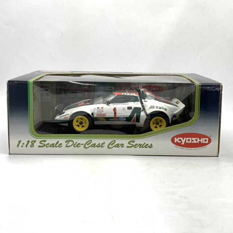 【中古】京商 1/18 ランチアストラトスHF 1977 モンテカルロ Alitalia ＃1(ホワイト×グリーン×オレンジ) ミニカー【ジャンク品】[10]