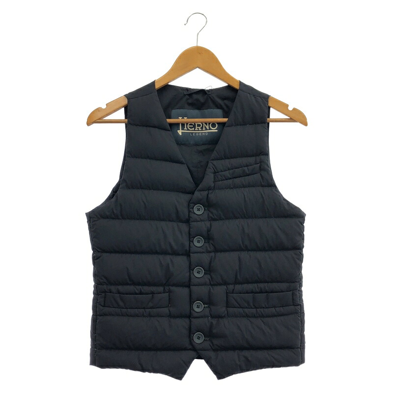 【中古】HERNO ダウンジレ 大きさ42 黒いこと[92]