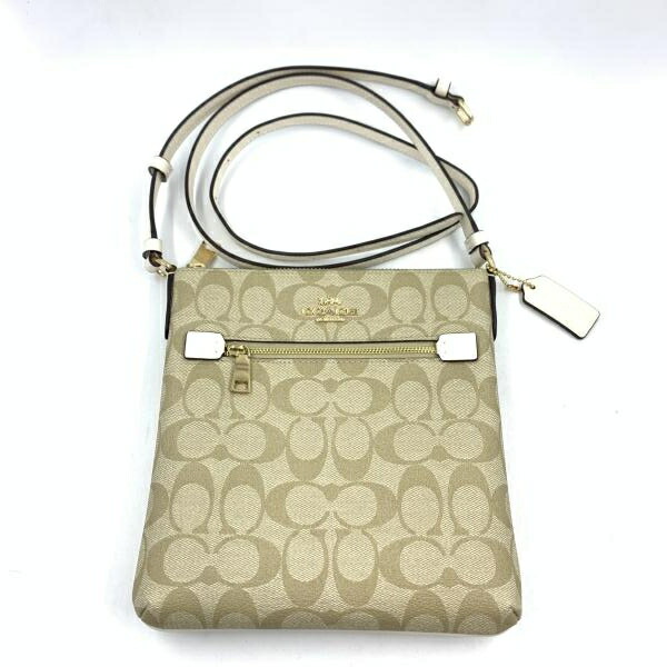 【中古】COACH シグネチャー ショルダーバッグ カーキ CF340 コーチ [24]