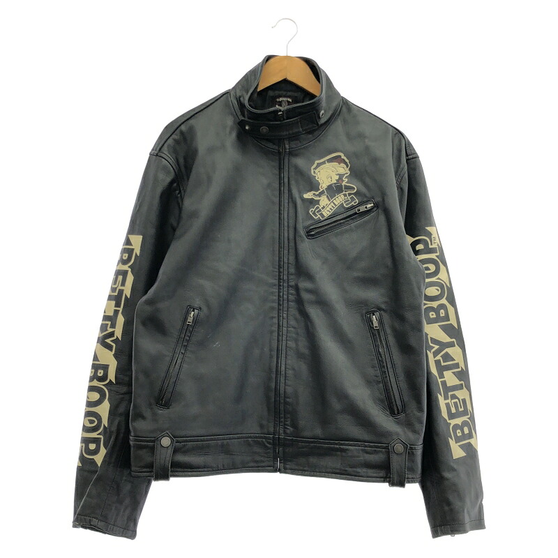 【中古】The BRAVE-MAN×BETTY BOOP カウレザー ライダースジャケット ブラック XXL BBB2150[24] 13,049円