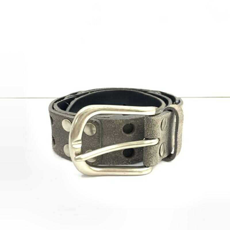 【中古】Maison Martin Margiela 自分自身期 スエードスタッズベルト 大きさ80 薄墨色[92]