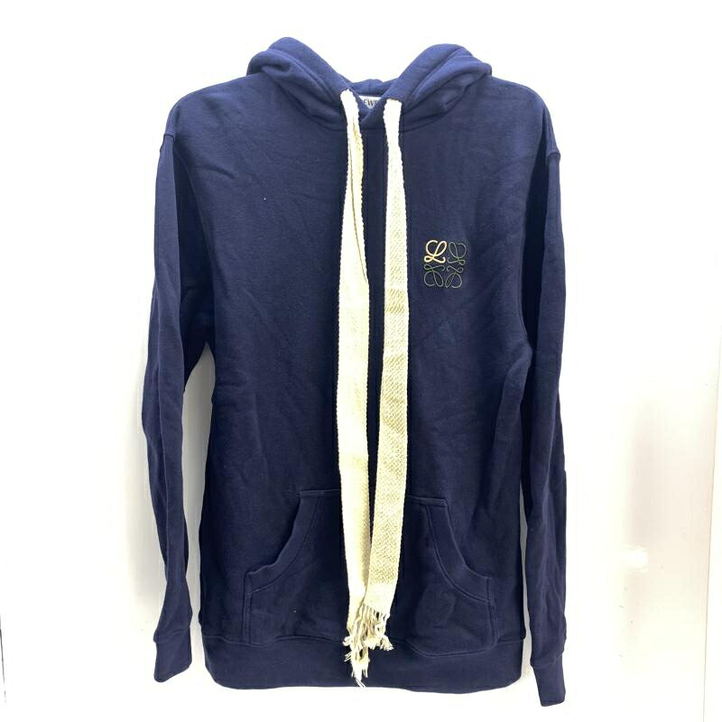 【中古】LOEWE アナグラムエンブロイダリープルオーバーパーカー XS H526341XA0/NVY[92]
