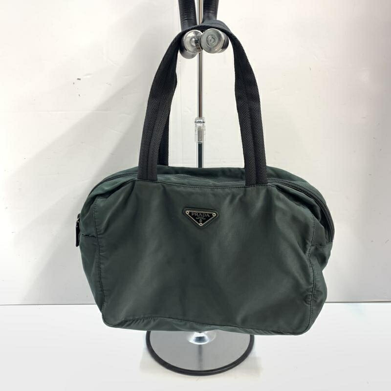 【中古】PRADA 三角プレート ナイロンバッグ 緑 プラダ[92]