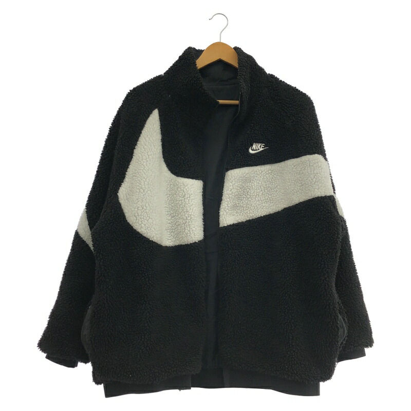 【中古】NIKE リバーシブルボアジャケット サイズL ジップ金具紛失 黒[91]