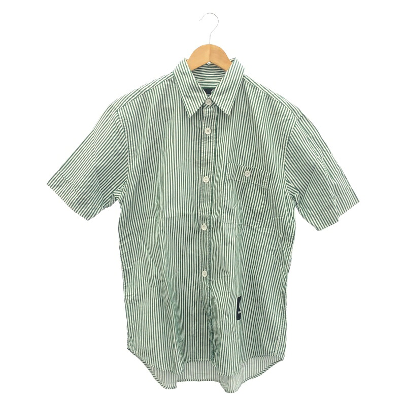 【中古】RAF SIMONS×FRED PERRY Fitted striped shirt M 緑であること×白いこと ラフシモンズ フレッドペリー[92]