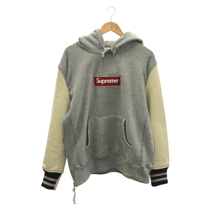 【中古】SUPREME ×JUNYA WATANABE MAN 21AW Box Logo Hooded Sweatshirt Customized 大きさM 薄墨色[92]