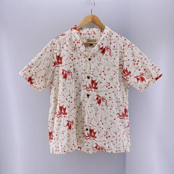 【中古】Patagonia Pataloha ホクレア号 総柄アロハシャツ ホワイト サイズL パタゴニア[24]