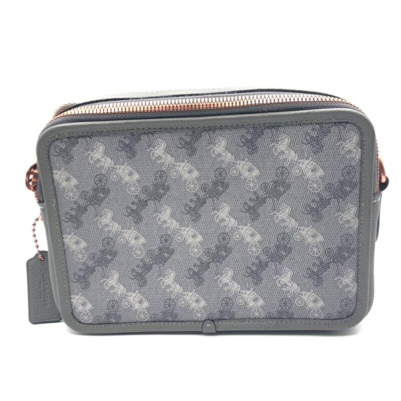 【中古】 COACH ホースアンドキャリッジショルダーバッグ 薄墨色 コーチ職[17]
