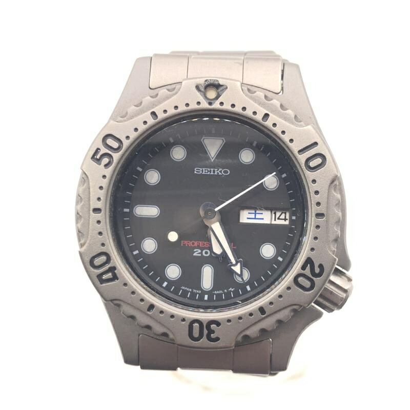 【中古】SEIKO チタン プロフェッショナルダイバー200m　7C43-6A10　シルバー　1980年代後半～90年代前半製造　【腕周り・約18cm】セイコー[17] 28,178円