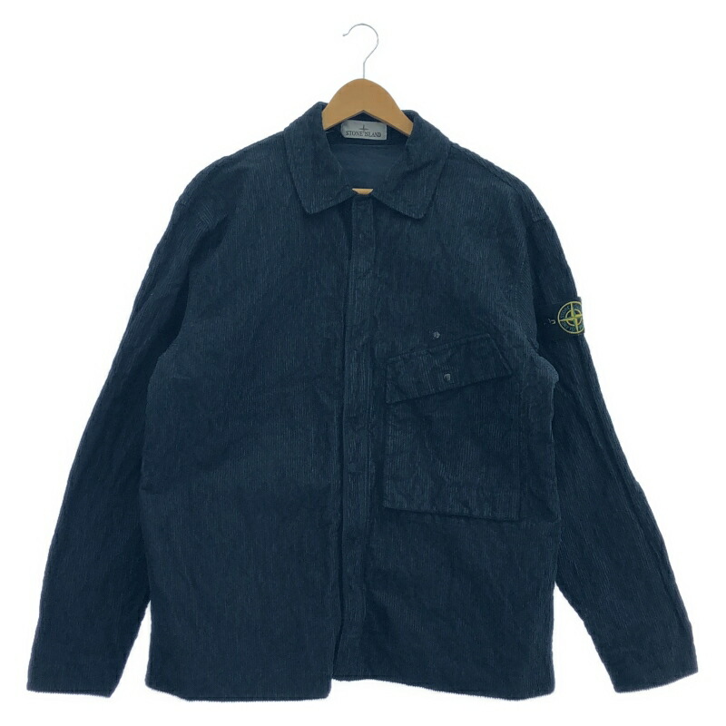 【中古】STONE ISLAND　コットンコーデュロイオーバーシャツ　M　ネイビー　K2S151200020 S0229[79]