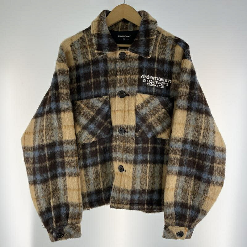 【中古】Dreamteam D Star Logo Mohair Flannel Jacket サイズL ブラウン ドリームチーム モヘアフランネルジャケット[19]