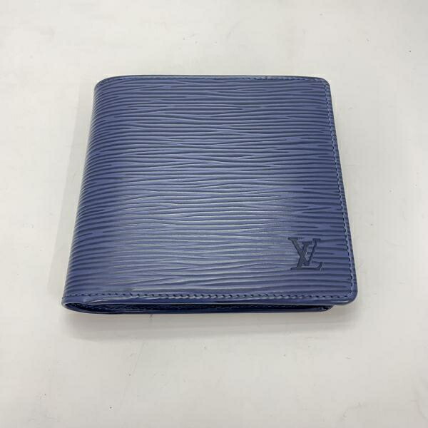 【中古】LOUIS VUITTON エピ ポルトビエ カルトクレディモネ M6354G 二つ折り財布 箱あり ブルー ルイヴィトン[91]