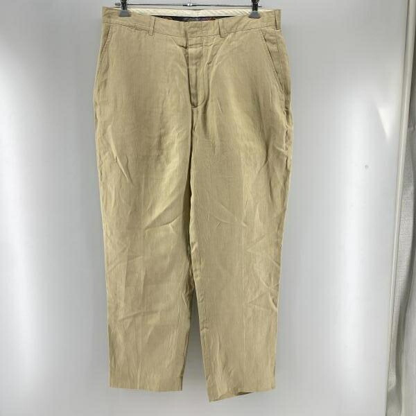 【中古】RALPH LAUREN 90～00s リネンシルク ノータック スラックス ベージュ サイズ36×30 ラルフローレン[24]
