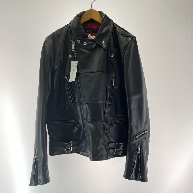 【中古】★Lewis Lwathers × COMME des GARCONS 391T パッチワークライトニング 大きさ42 黒いこと KZ-J016 ルイスなめし革 コムデ給仕[17]