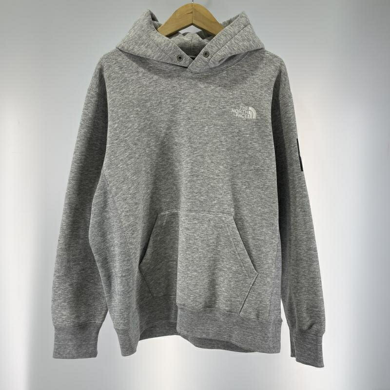 【中古】THE NORTH FACE SQUARE LOGO HOODIE サイズL グレー NT62338 ノースフェイス[19]