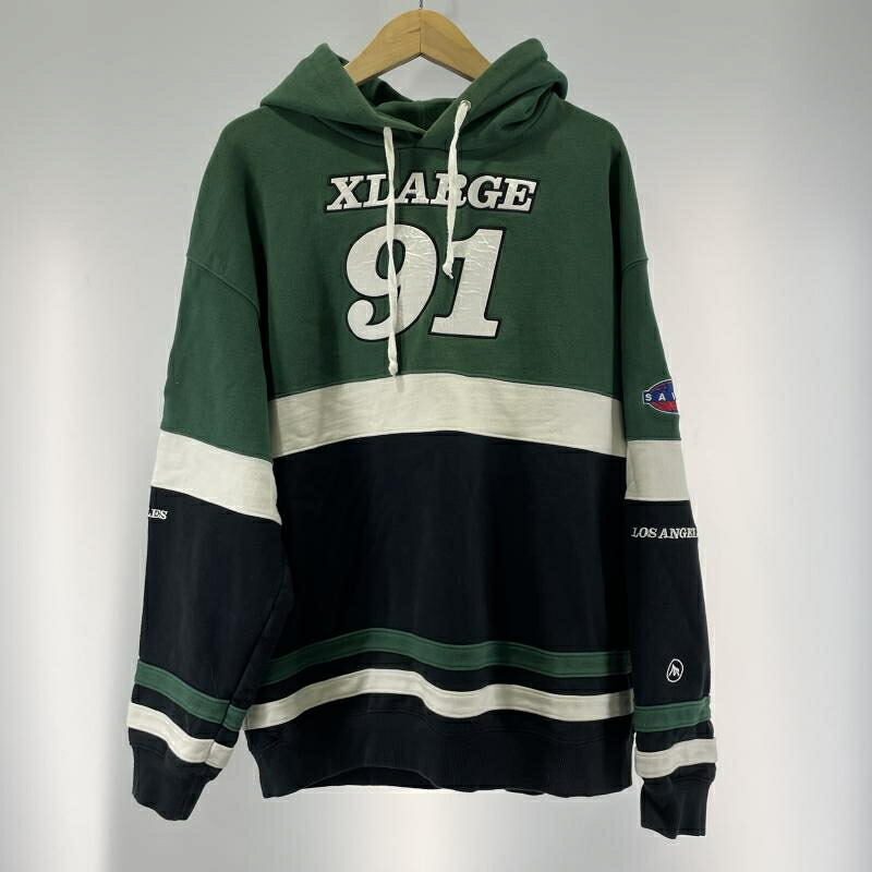【中古】X-LARGE TEAM PANELED HOODED SWEAT 緑であること 大きさXL 101221012012 エクストララージ[19]