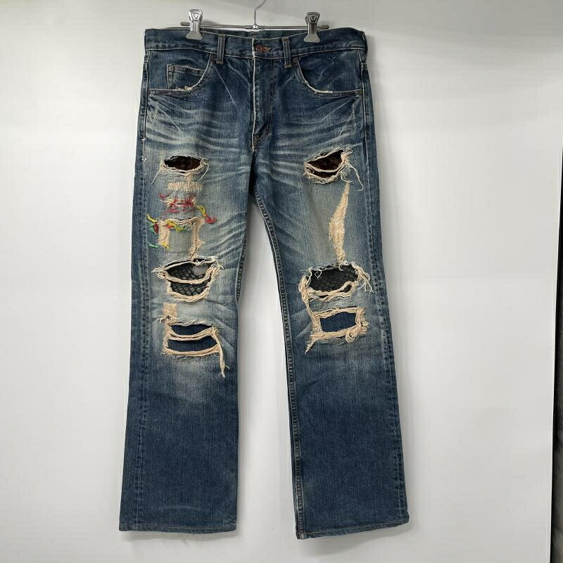 【中古】tetei×EGOTRIPPING ド根性デニムパンツ W32 インディゴ テテイド×エゴトリッピング[17]