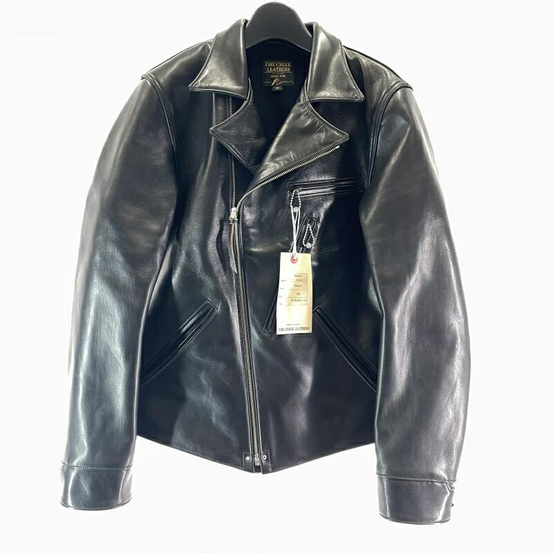 【中古】FINE CREEK LEATHERS Nowk ダブルライダースジャケット 大きさ40 黒いこと FCJK030[17]