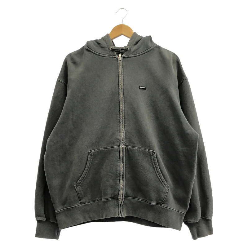 【中古】Supreme Overdyed Small box ジップアップスウェットパーカー サイズM グレー[79]
