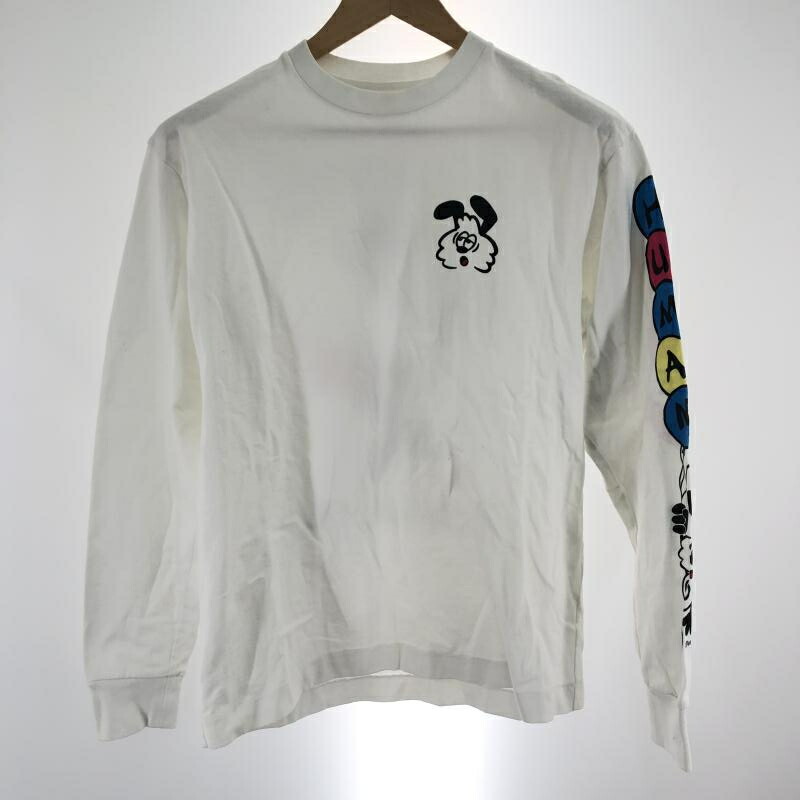 【中古】HUMAN MADE x VERDY 長袖プルオーバー 大きさS 白 ヒューマン御手伝いさん[91]