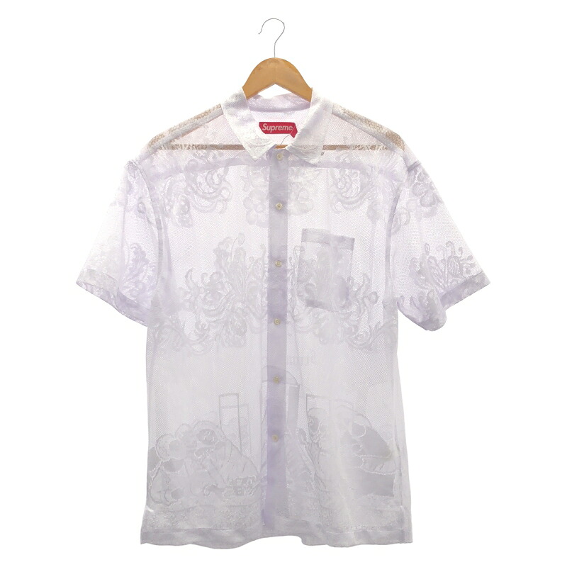 【中古】Supreme Last Supper Lace S/S shirt サイズL 白 シュプリーム[91]