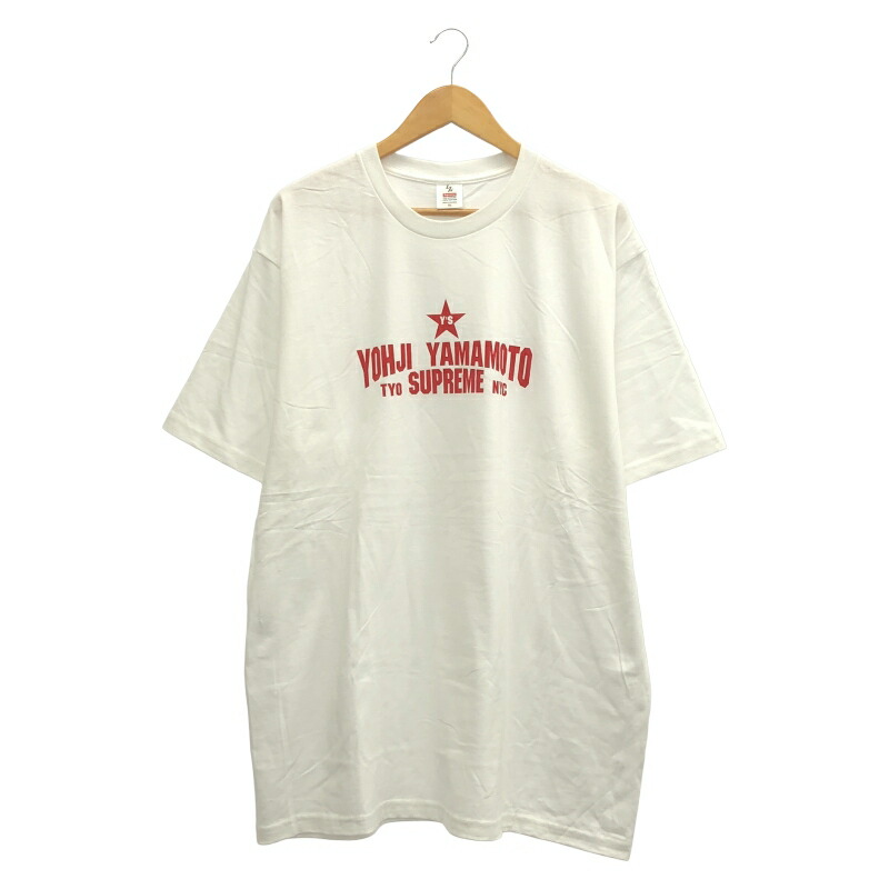 【中古】Supreme x YOHJI YAMAMOTO ロゴTシャツ サイズXL 白 シュプリーム[91]
