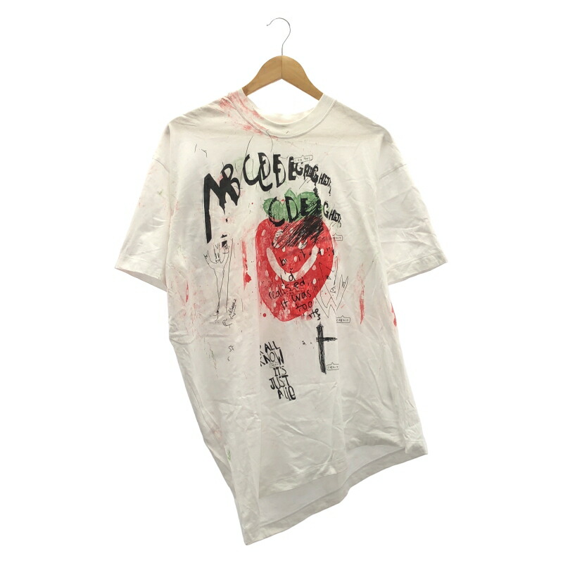 【中古】BASEMARK Simeon Farrar × Asymmetry オランダ苺グラフィックTee 大きさS 白[91]