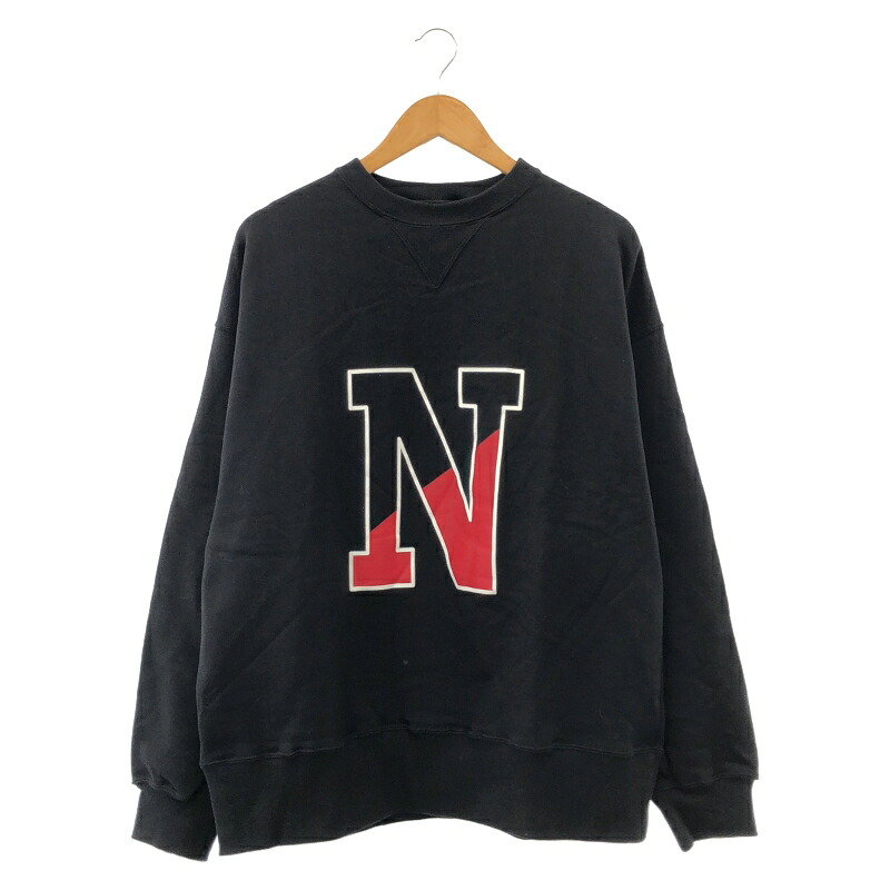 【中古】NUMBER(N)INE N LOGO CREWNECK SWEATSHIRT 大きさ4 L-LL好いかげんに F25NC004 黒 電話番号野球クラブ[91]