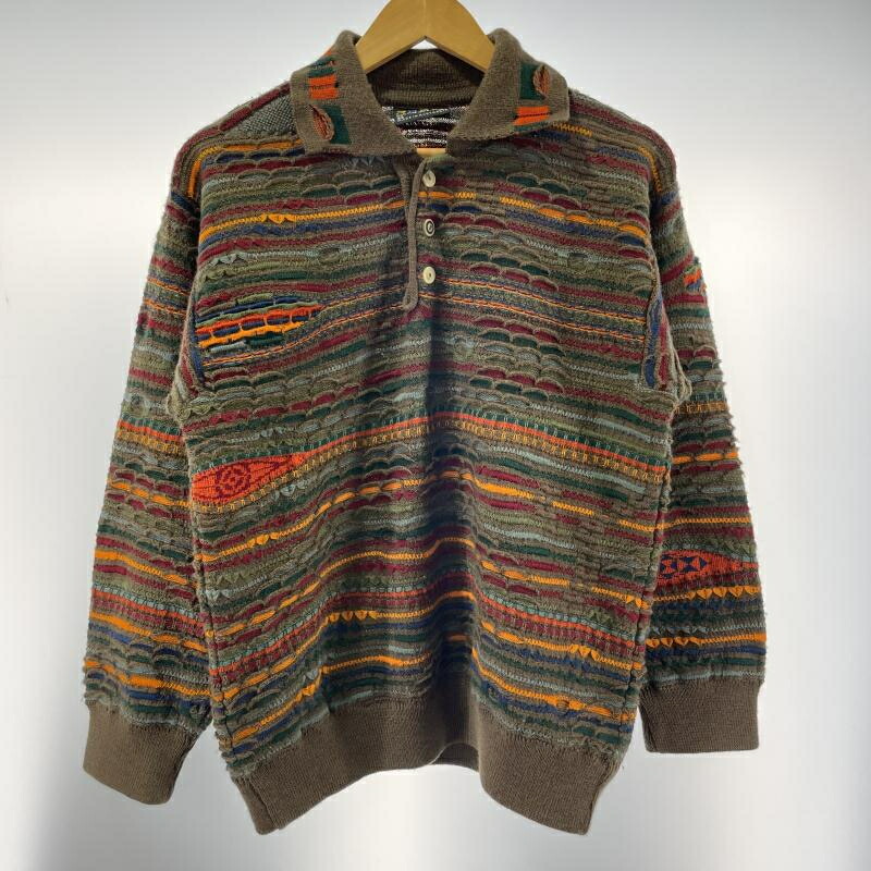 【中古】COOGI 3Dニットポロシャツ サイズSS ブラウン マルチカラー クージー[19]