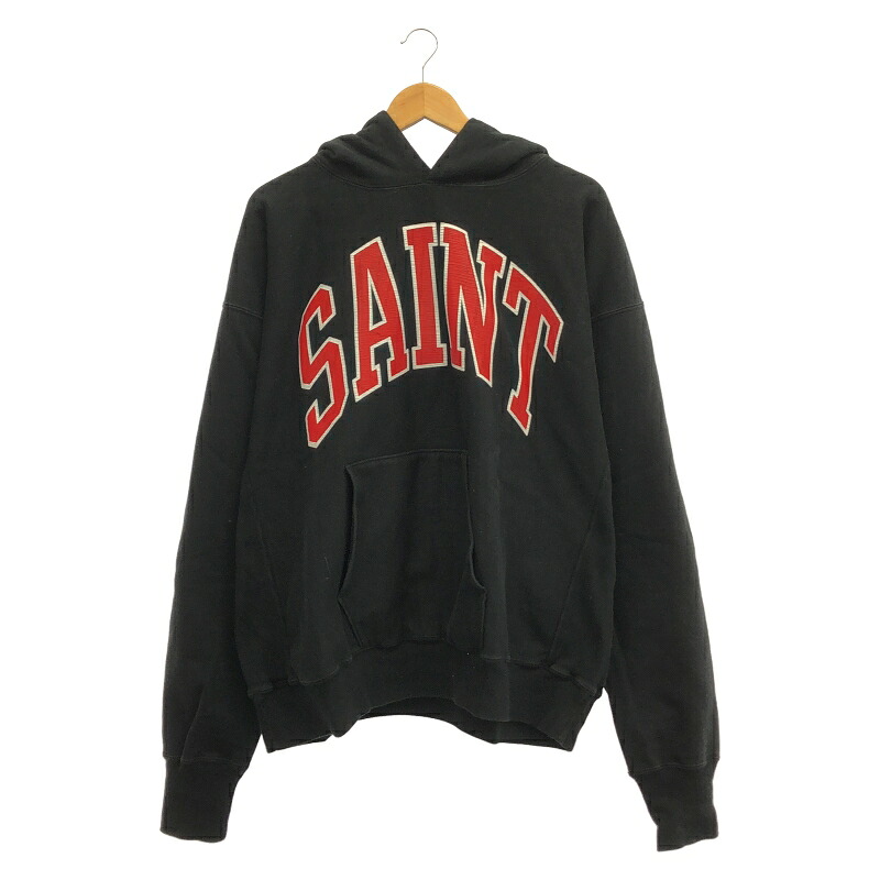 【中古】SAINT MICHAEL 23AW HOODIE ARCH SAINT プルオーバフーディー サイズXL SM-A23-0000-030 ブラック セントマイケル アーチロゴ[19]