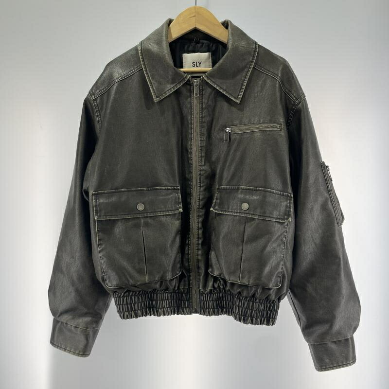 【中古】SLY フェイクレザージャケット サイズF ブラウン スライ 03HAZ30-1261 ※襟ボアなし[19]｜お宝創庫