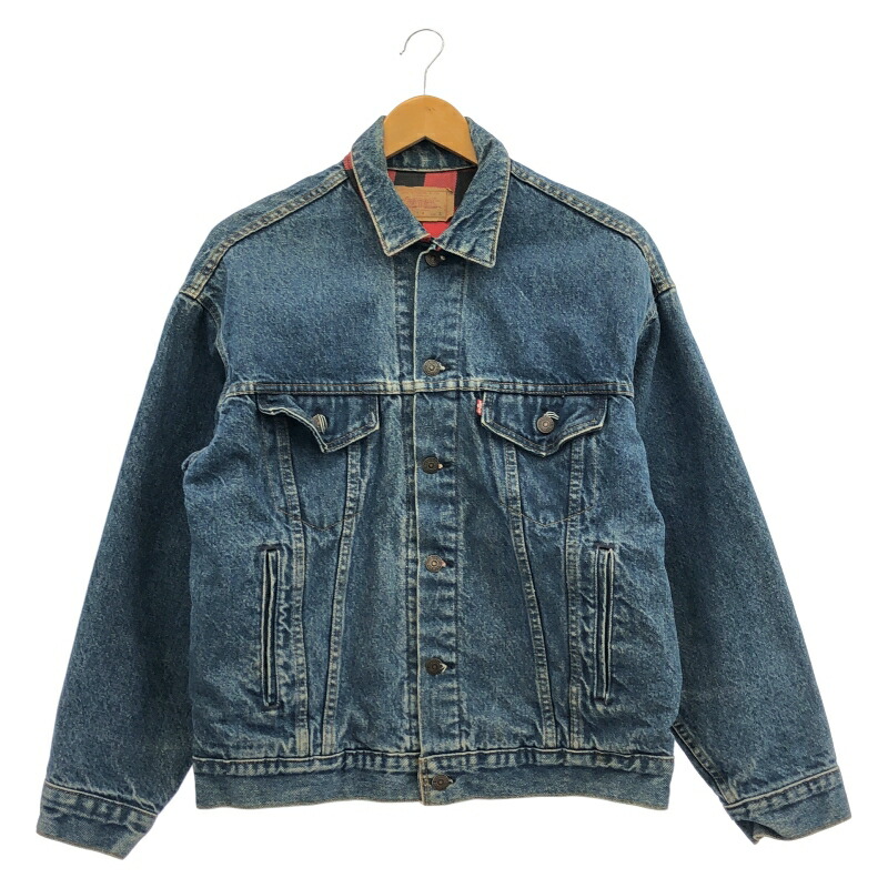 【中古】LEVI\u0027S 90s USA製 フランネルラインドライブ 70417 デニムトラッカージャケット インディゴ 大いさS リーヴァイズジーンズ 90日にち[24] トップス-その他-メンズファッション