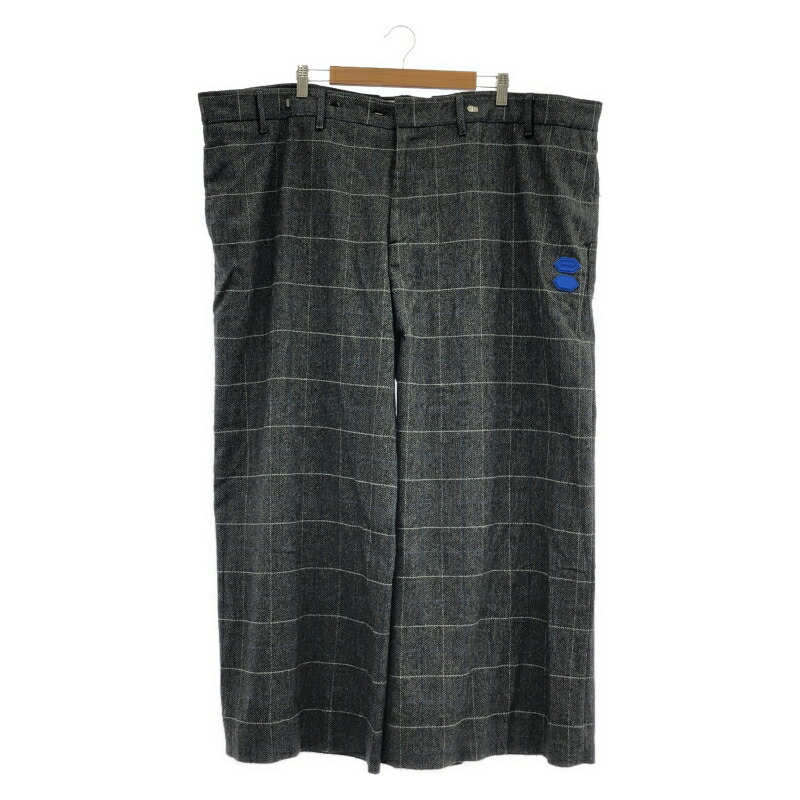 【中古】OFFWHITE 杉綾模様 スラックス 44 象牙色 薄墨色[17]