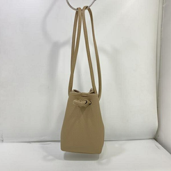 【中古】VASIC Bond Nano レザー巾着バッグ グレージュ ヴァジック[24]