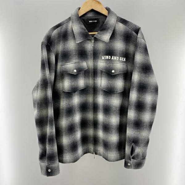 【中古】WIND AND SEA Plaid Pattern Zip Shirts ブラック L WDS-O-ATSO-25-Q2-SH-01 ウィンダンシー[24]