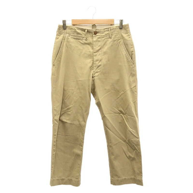 【中古】U.S ARMY 40s M-45 チノトラウザーズ カーキ 大きさW29×L29[79]