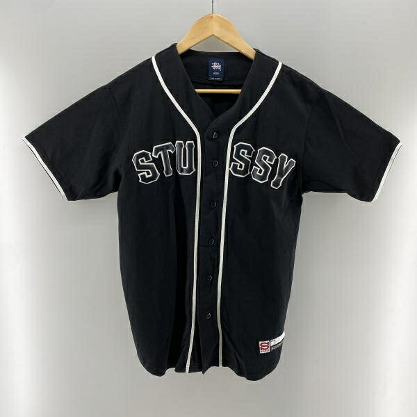 【中古】STUSSY アーチロゴ ベースボールシャツ ブラック サイズM ステューシー[24]