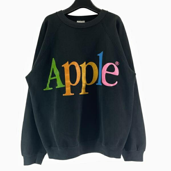 【中古】80s Apple ラグランスウェット 大いさXL 黒いこと Hanes上半身[17]